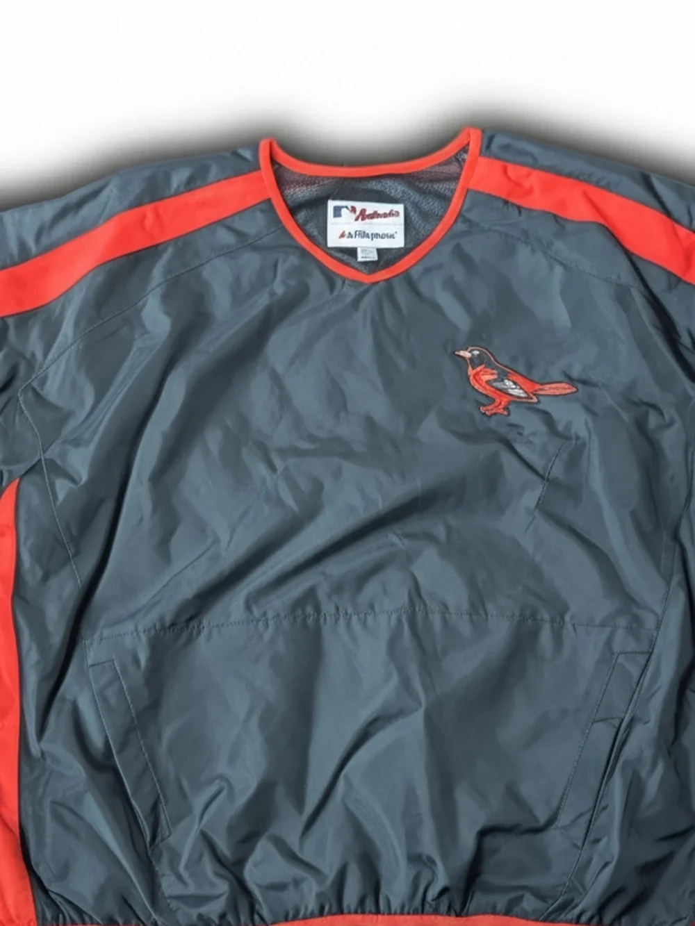 Vintage MLB Baltimore Orioles Majestic V-Neck Batting Practice Pullover (XXL) &